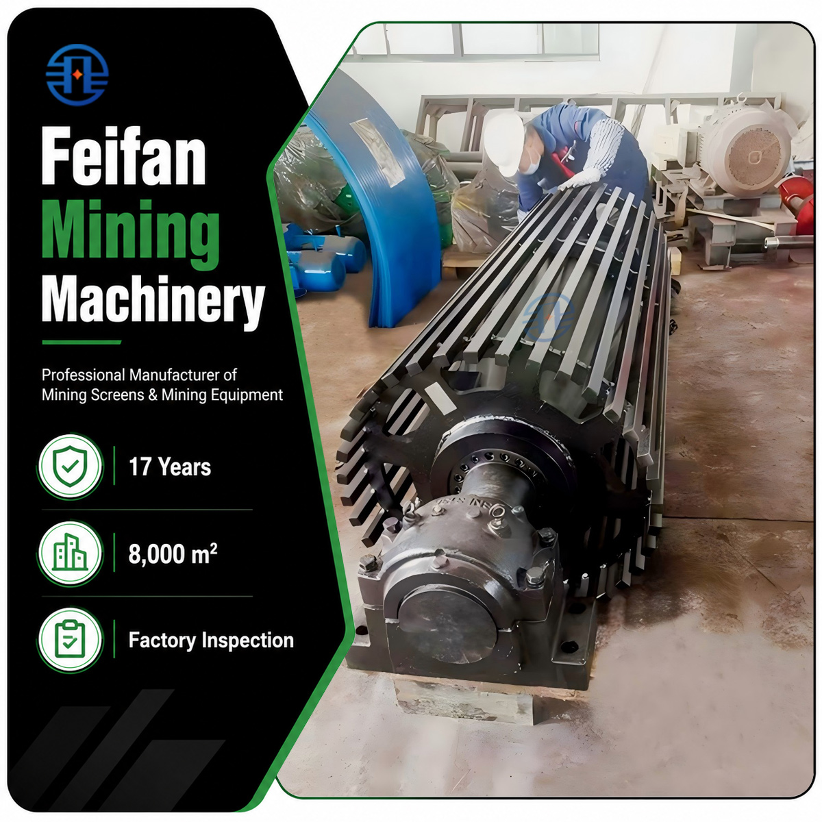 FEIFAN OEM Customizable Polyurethane And Rubber Coated Conveyor Idler Roller For Sand Gravel Production Line Belt Conveyor Parts