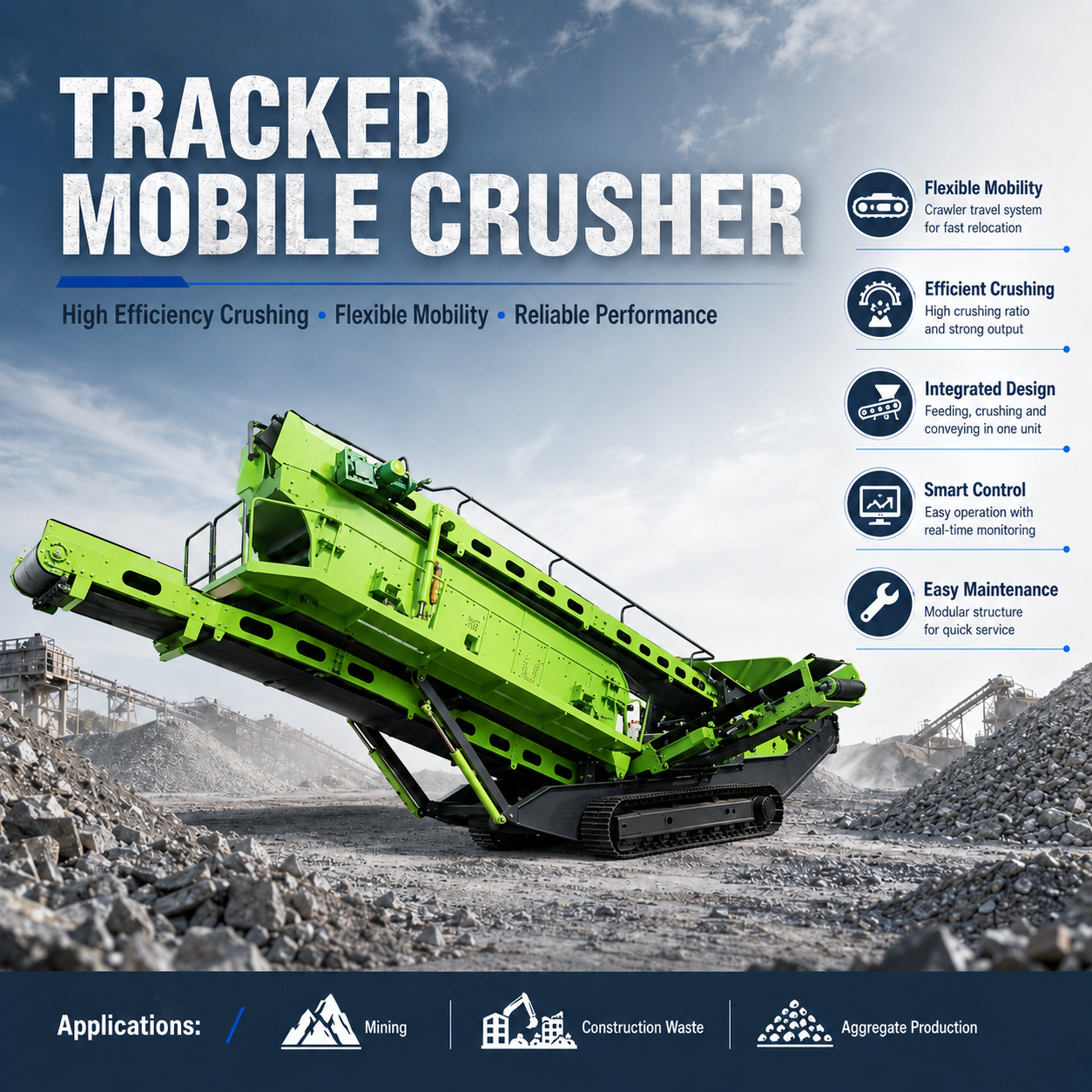 FEIFAN OEM Customized Quarry Crushing Solution For Sand And Gravel Production Crawler Mobile Crushing Station
