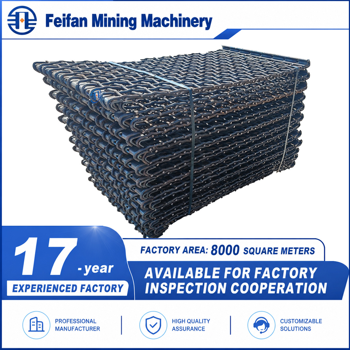 OEM high tensile mining quarry rock stone sand sieve crusher manganese steel woven crimped wire vibrating screen mesh