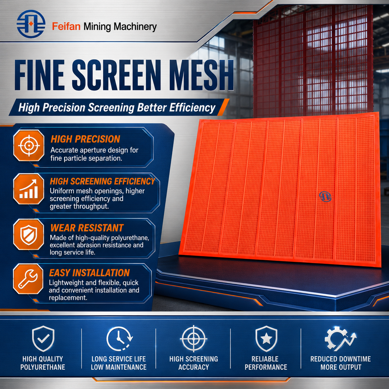 FEIFAN OEM Manganese Steel Mining Screen Mesh for Quarry Rock Stone Sand Crusher Sieve mesh