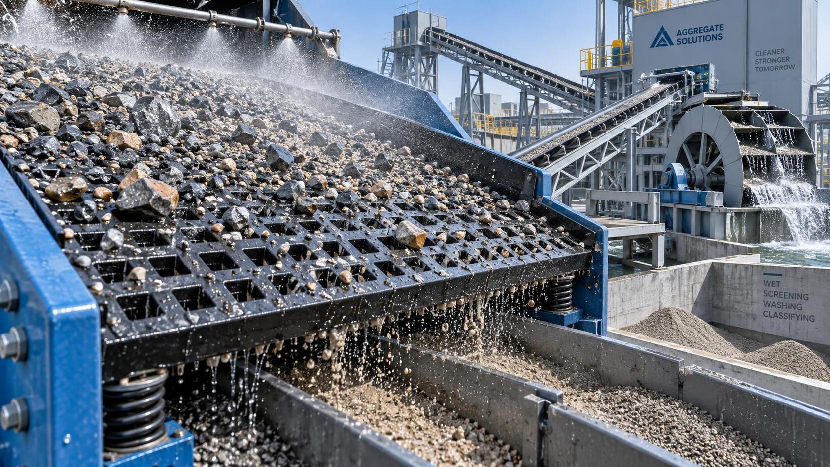 Reducing Screen Noise and Blinding with Rubber Mesh in Wet Aggregate Lines