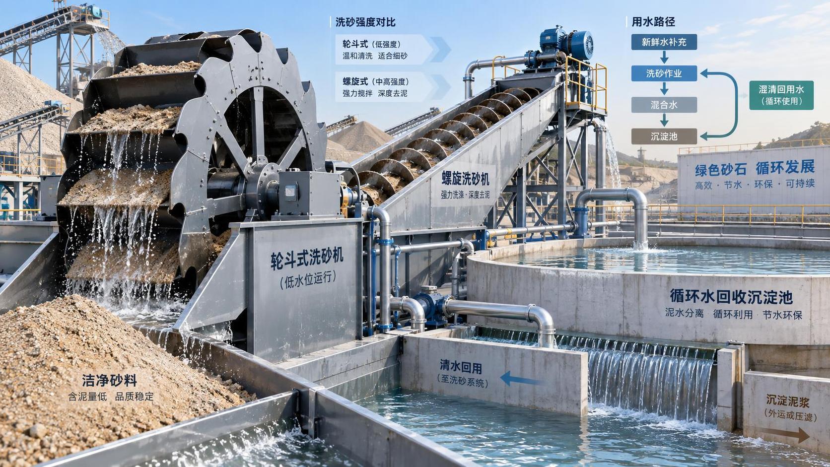 Water Consumption Differences Between Spiral and Wheel Type Sand Washers