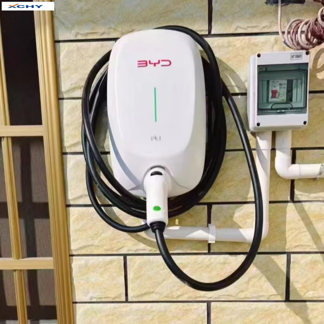 شاحن سيارة كهربائية BYD أصلي 7KW، شاحن سيارة كهربائية منزلي جديد، مع ملحق قارئ بطاقات بواجهة CCS.