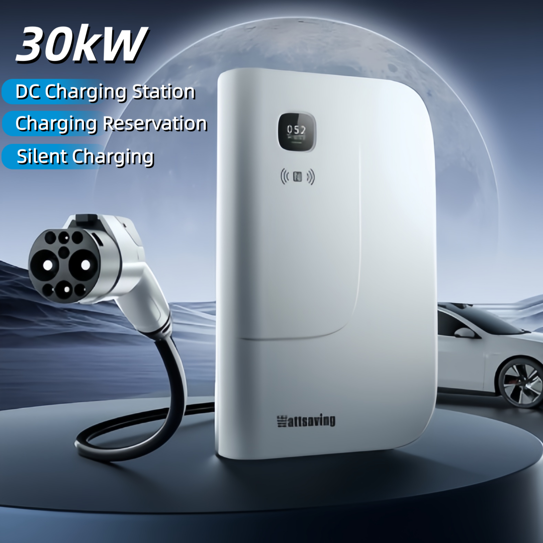 Wattsaving HQ30 Neo 30kW 80A 380V شاحن سريع بالتيار المستمر, صندوق شحن ذكي مثبت على الحائط مع التحكم عبر التطبيق, مناسب للمركبات الكهربائية (أبيض)