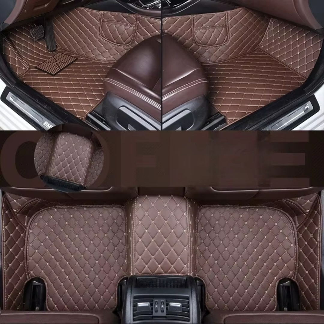 Alfombrillas de coche de cobertura total con patrón de diamante de lino, adecuadas para tamaños estándar, universales, antideslizantes, fáciles de limpiar, juego completo.
