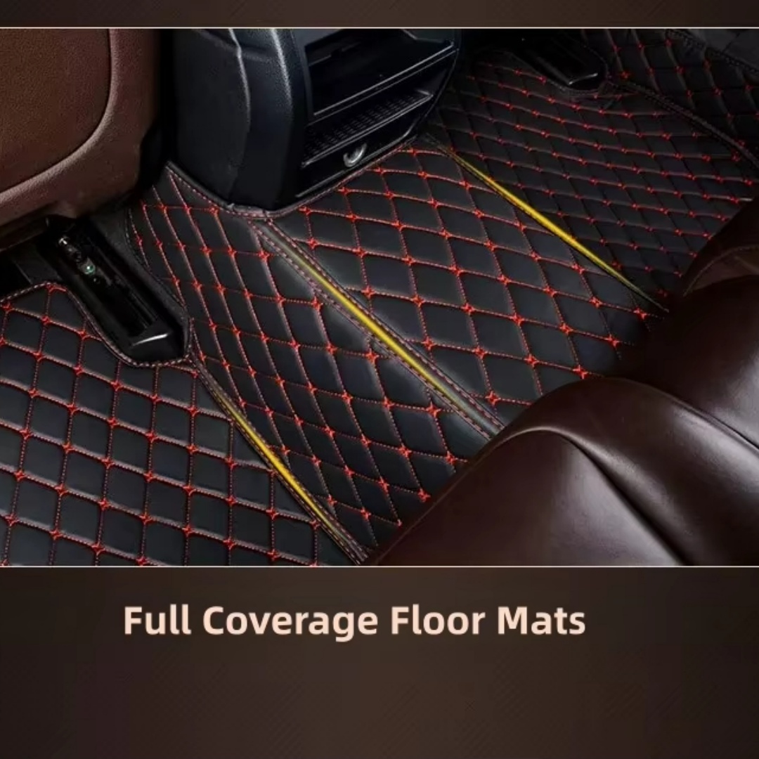 Alfombrillas de coche de cobertura total con patrón de diamante de lino, adecuadas para tamaños estándar, universales, antideslizantes, fáciles de limpiar, juego completo.