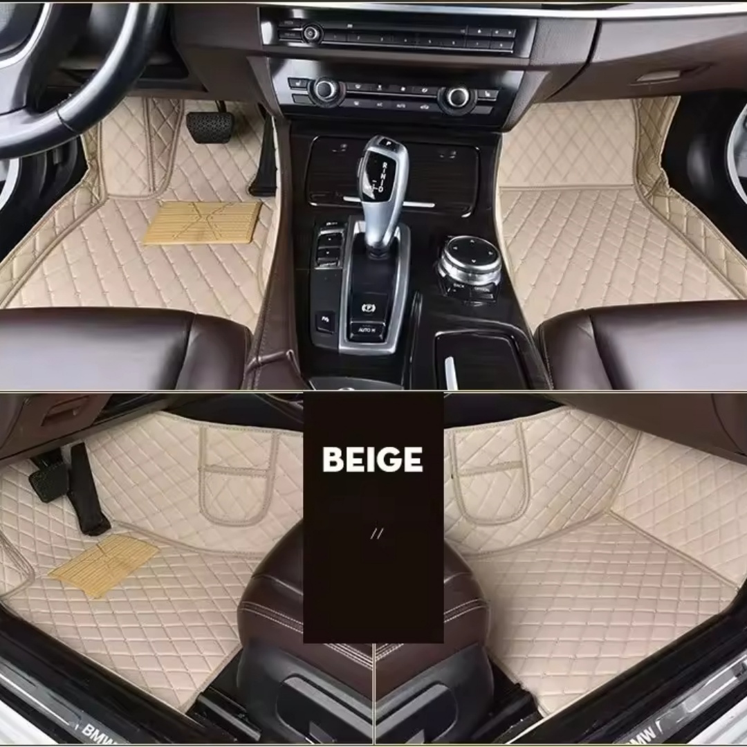 Alfombrillas de coche de cobertura total con patrón de diamante de lino, adecuadas para tamaños estándar, universales, antideslizantes, fáciles de limpiar, juego completo.