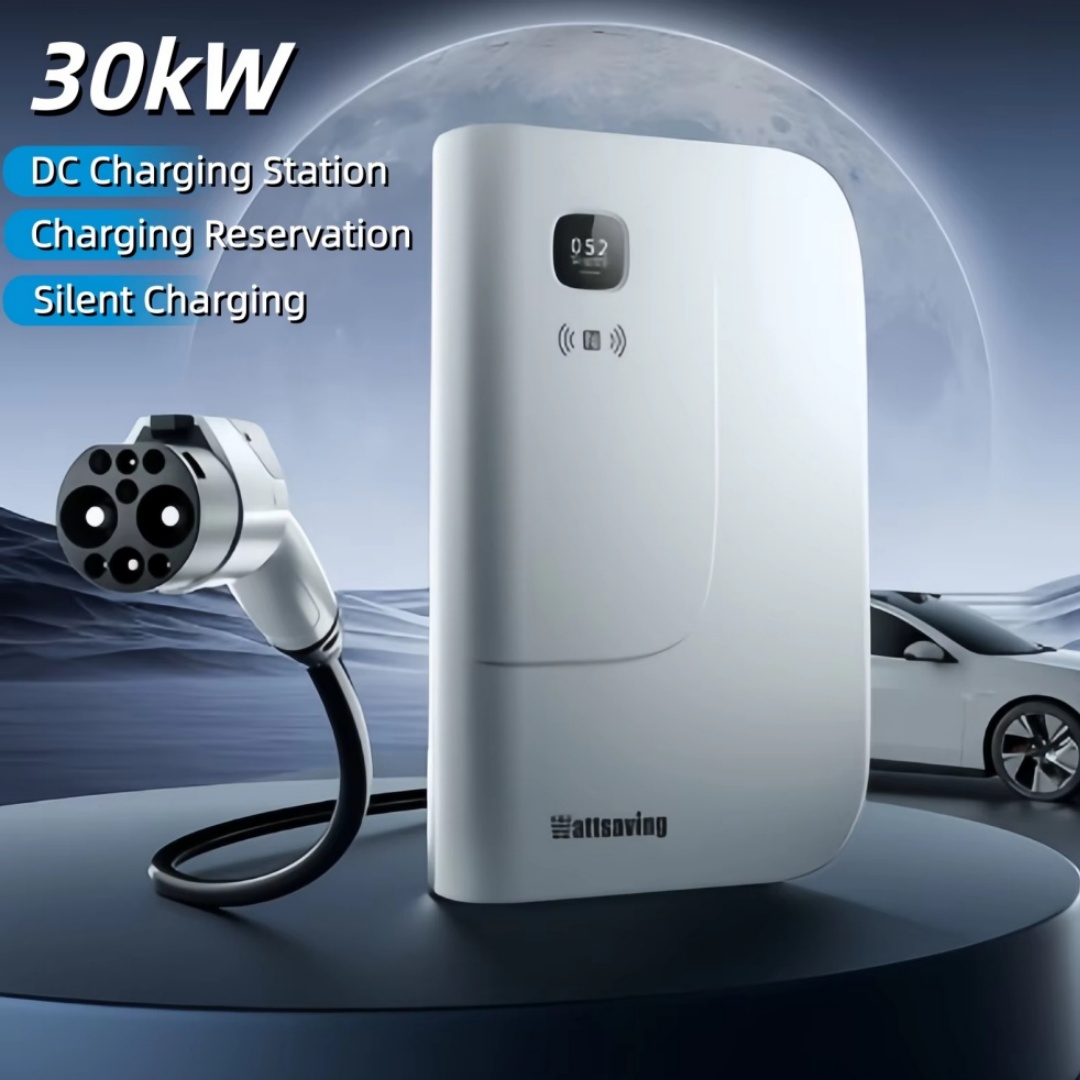 Wattsaving HQ30 Neo 30kW 80A 380V Cargador rápido DC, Caja de carga inteligente montada en la pared con control por App, Adecuado para vehículos eléctricos (Blanco)