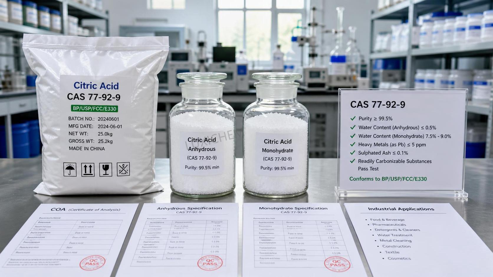CAS 77-92-9: Was diese Kennung Käufern über die Reinheit und Verwendung von Zitronensäure verrät