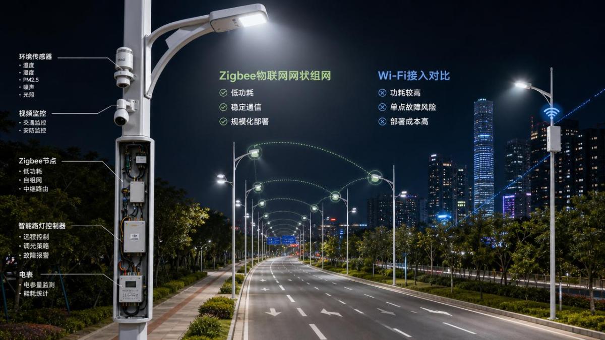 Zigbee IoT vs Wi-Fi for Smart Street Lighting Projects Zigbee IoT vs Wi-Fi for Smart Street Lighting Projects