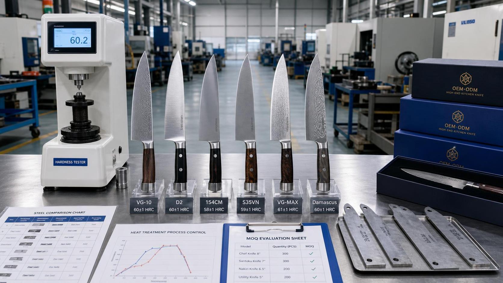 OEM Chef Knife Manufacturing: How to Compare Steel, Heat Treatment, and MOQ