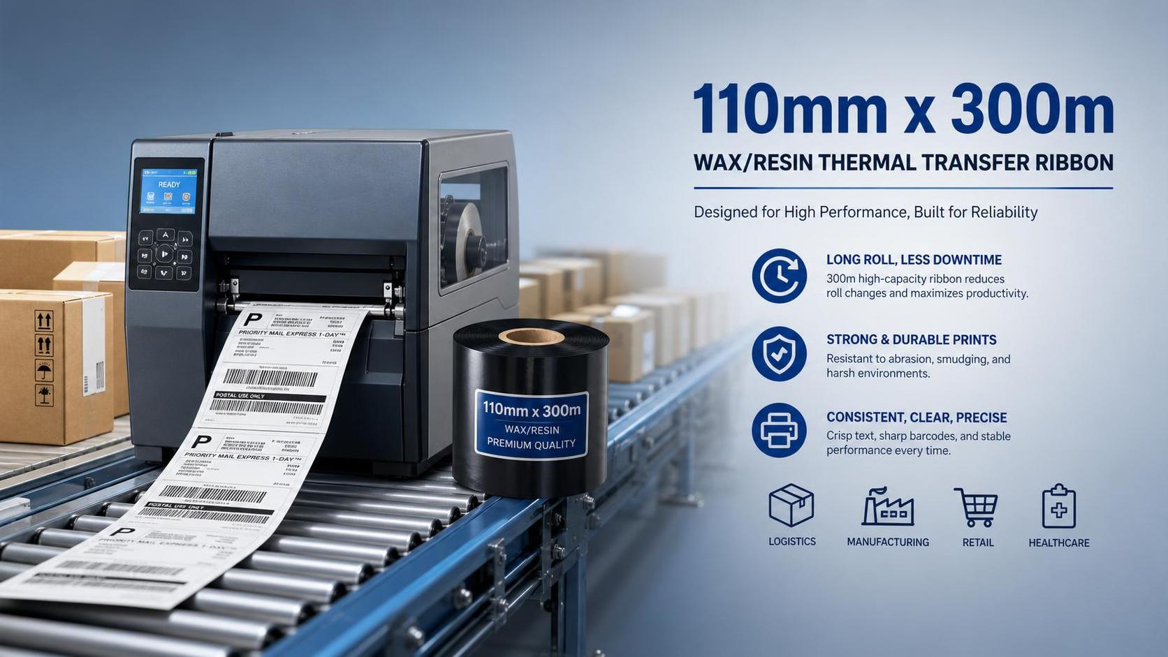 Wax Resin Ribbons 110mm x 300m: When This Size Cuts Printing Downtime