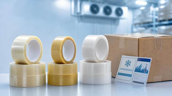 Which pressure sensitive adhesive materials for tapes hold up best in cold storage