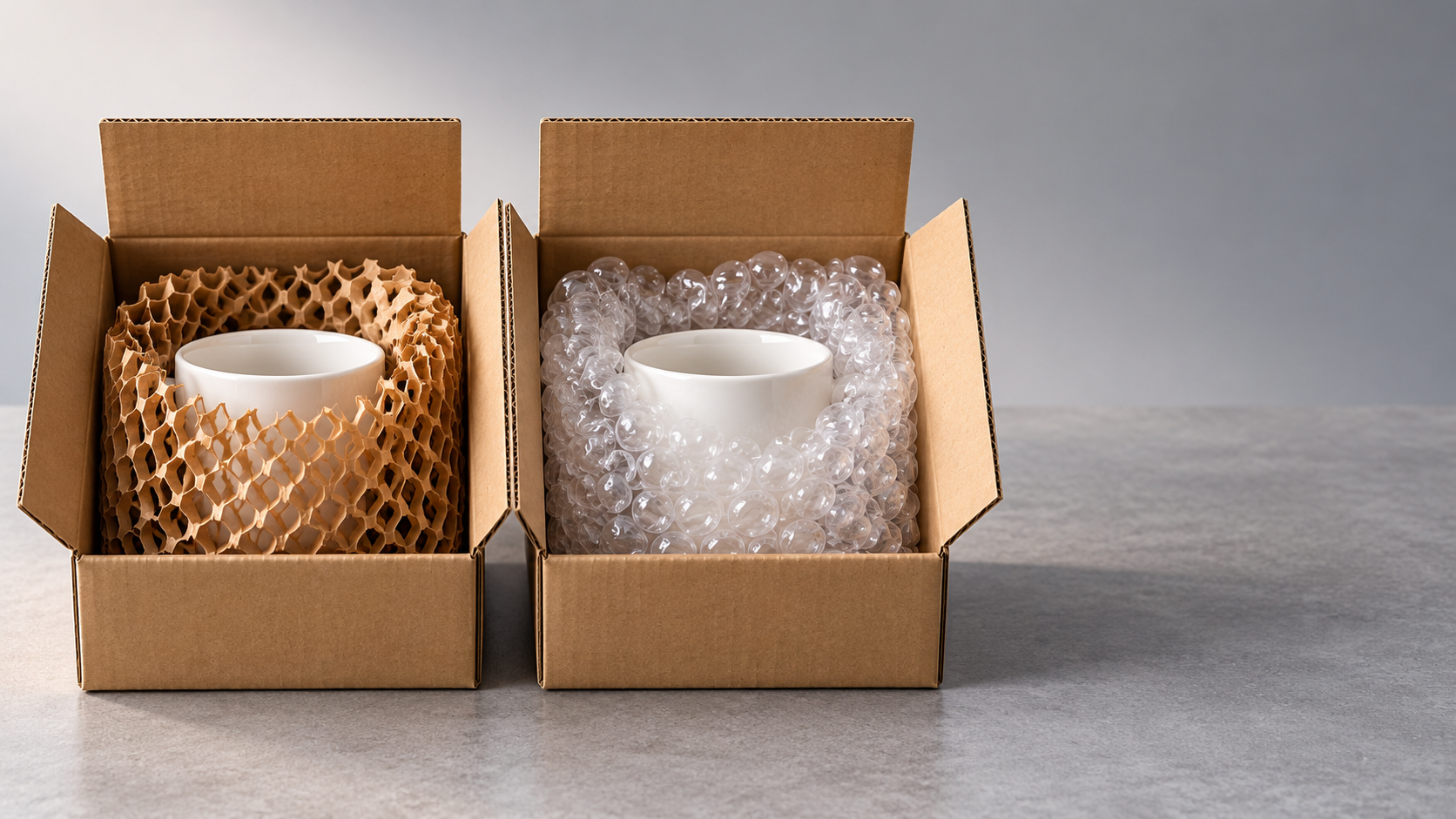 How does honeycomb paper compare with bubble wrap for cushioning?