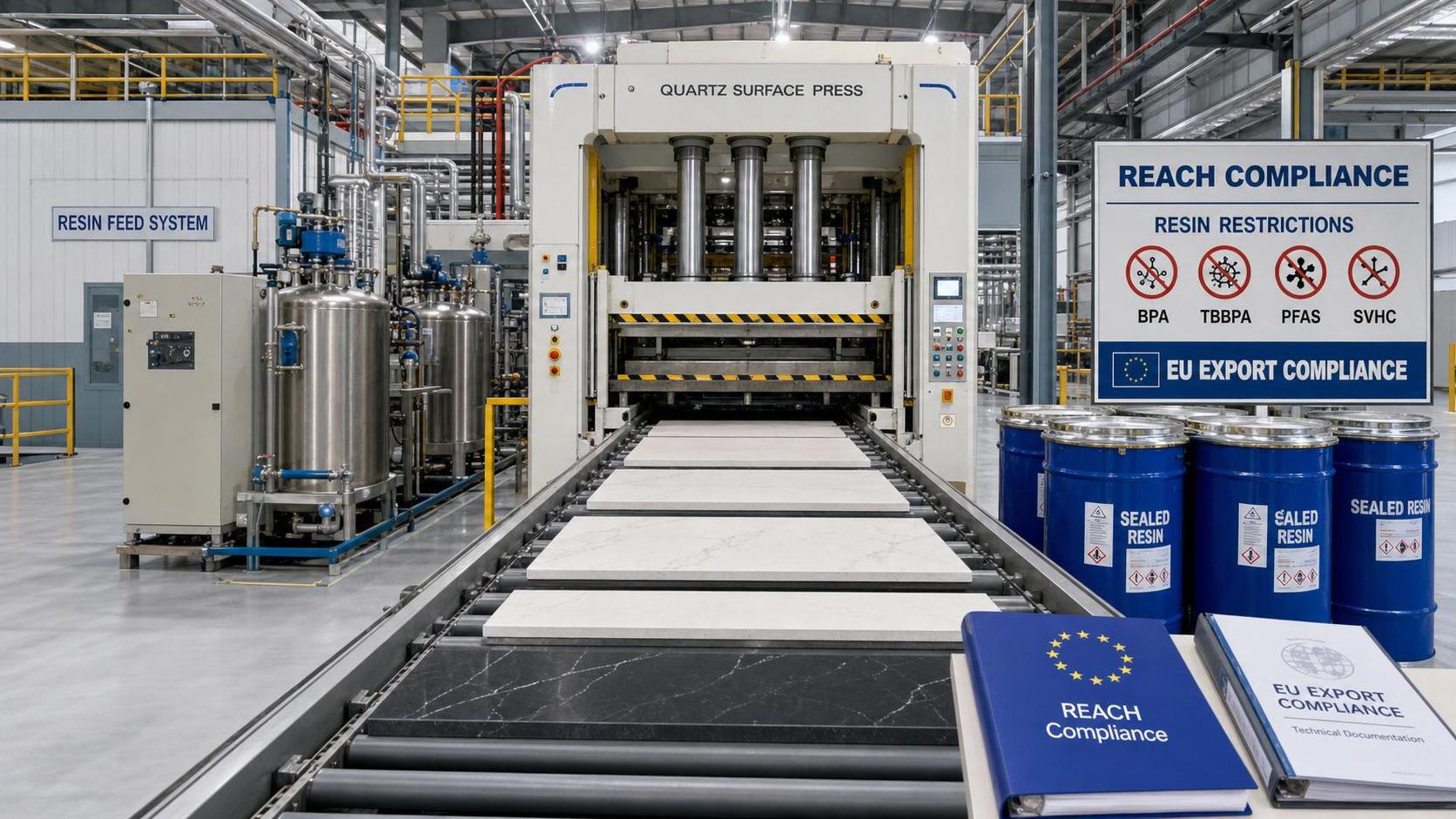 EU REACH Move Bans Certain Resins in Quartz Stone Press Lines