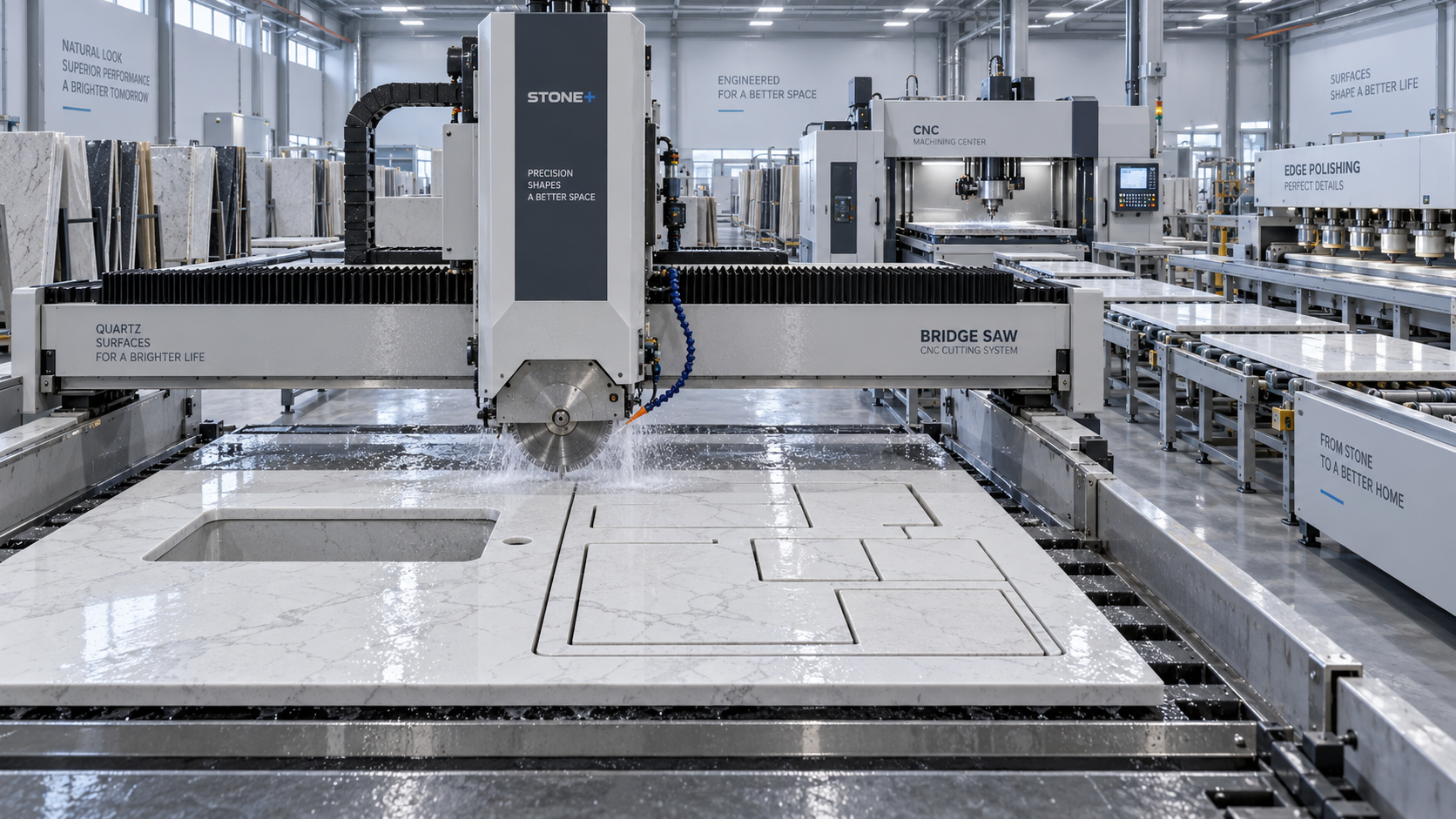 What output capacity should countertop quartz stone machinery deliver?