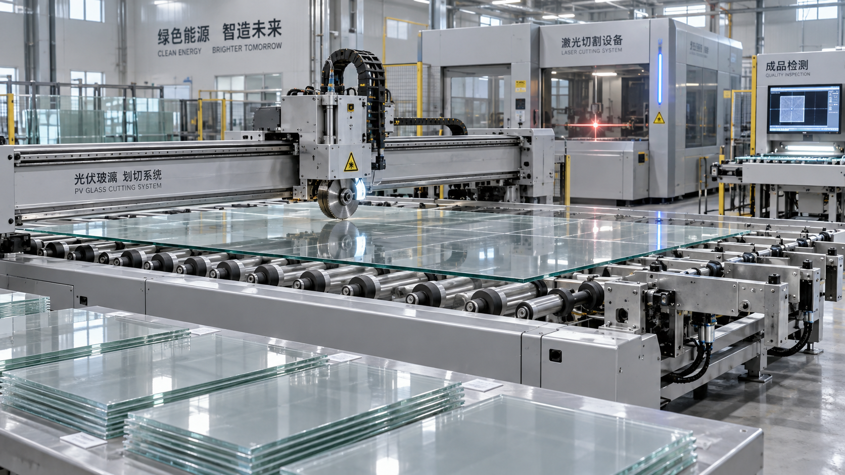 How do laser and mechanical glass cutting costs compare for PV lines?
