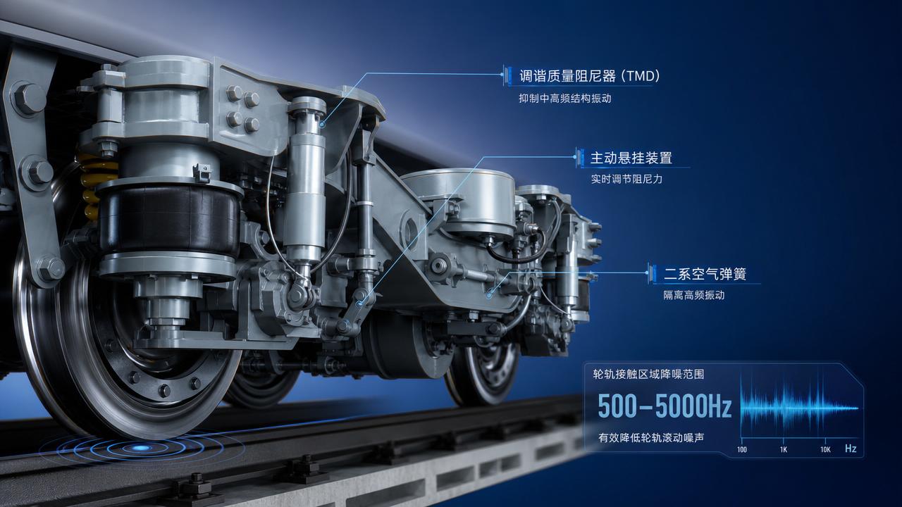 Noise reduction benefits of advanced bogie vibration technology