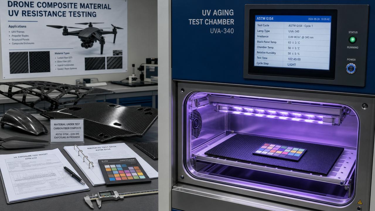 UV resistance testing of drone composite materials