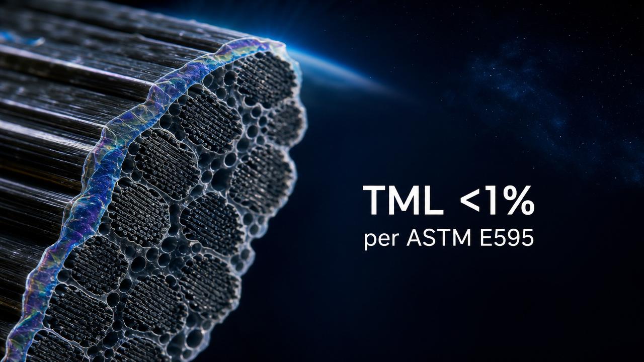 Outgassing characteristics of space-grade carbon fiber