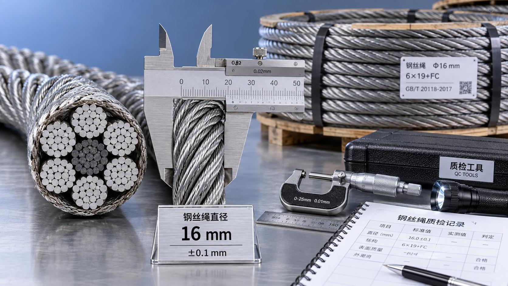 Comment confirmer qu’une âme de câble métallique de 16 mm est compatible avec la construction du câble Comment confirmer qu’une âme de câble métallique de 16 mm est compatible avec la construction du câble