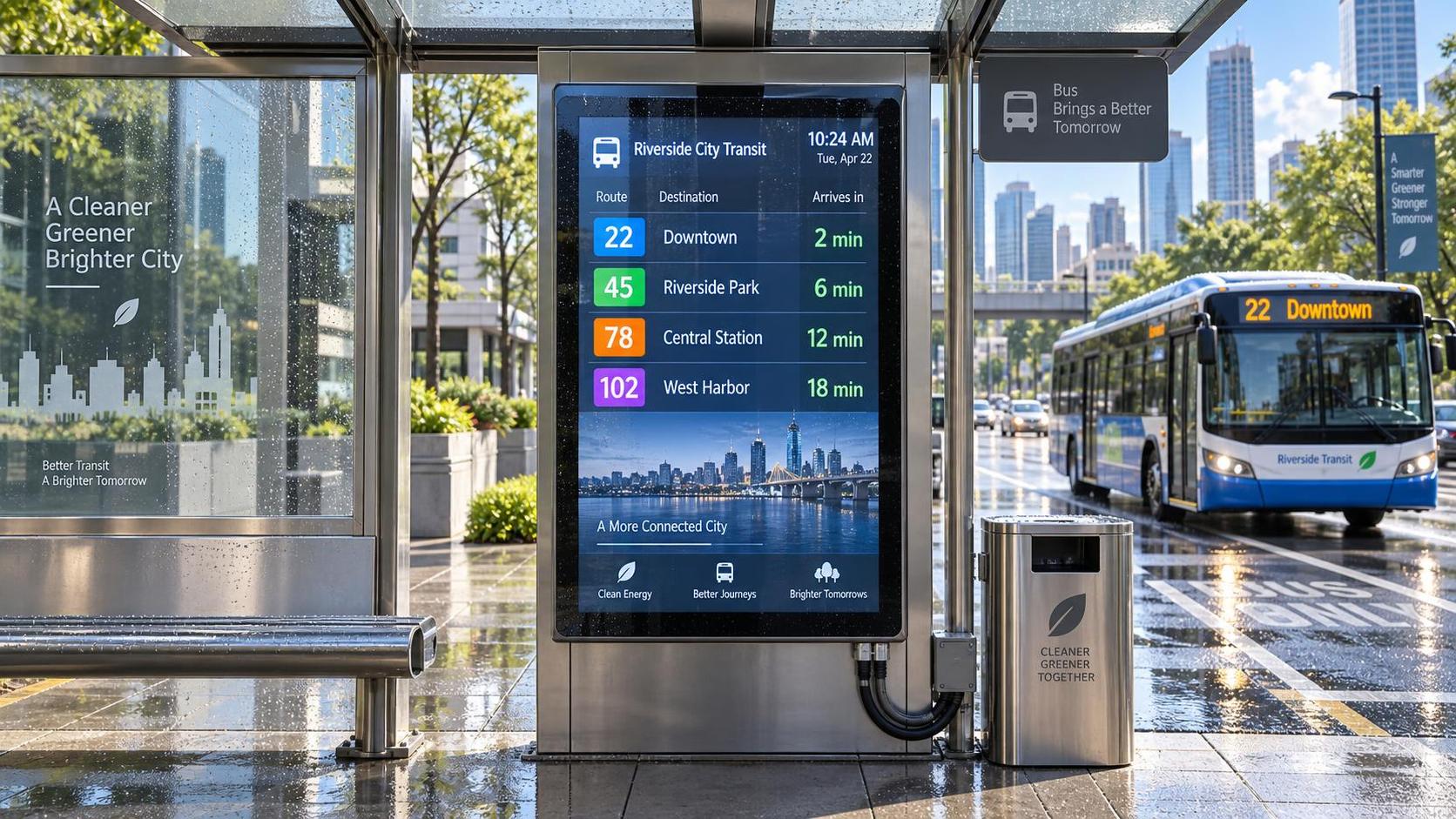 How to Specify Bus Stop Digital Signage for Sunlight, Weather, and Transit Data