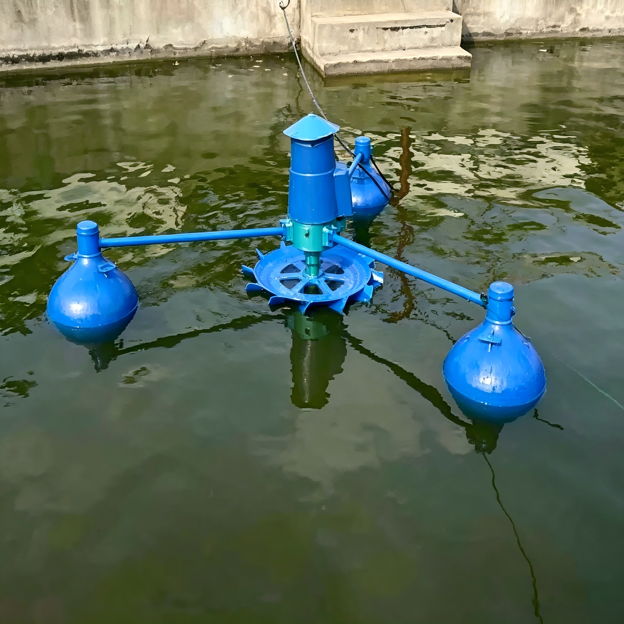 Aérateur à roue à aubes à trois boules pour pisciculture