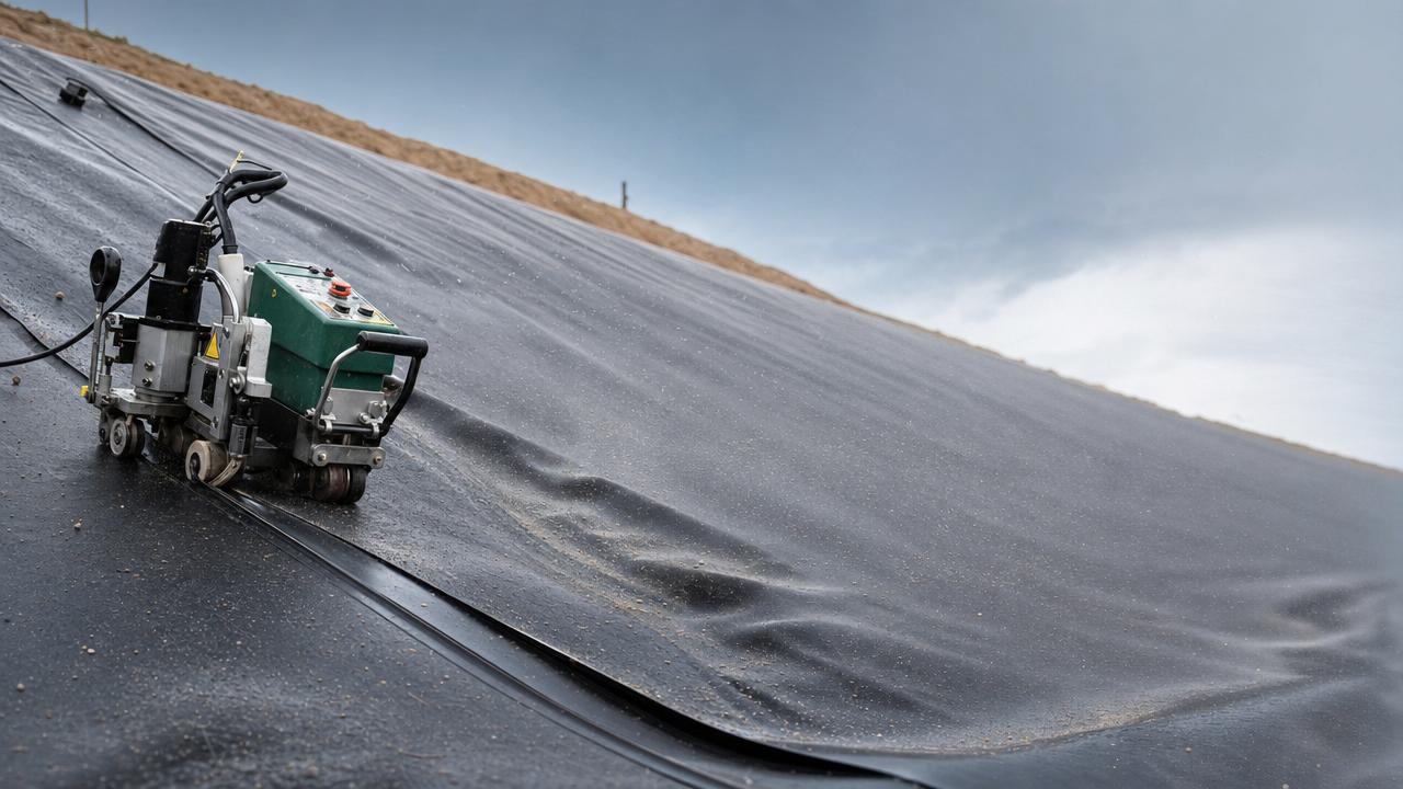 Pluie, poussière et vent: risques lors du soudage des géomembranes