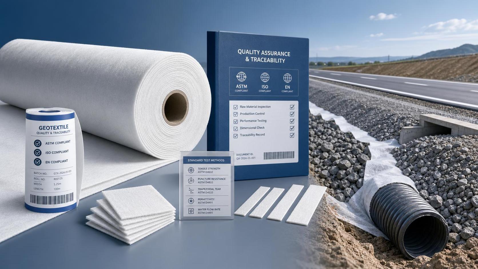 Quelles normes relatives aux géotextiles sont les plus importantes pour la conformité des projets de travaux publics ?