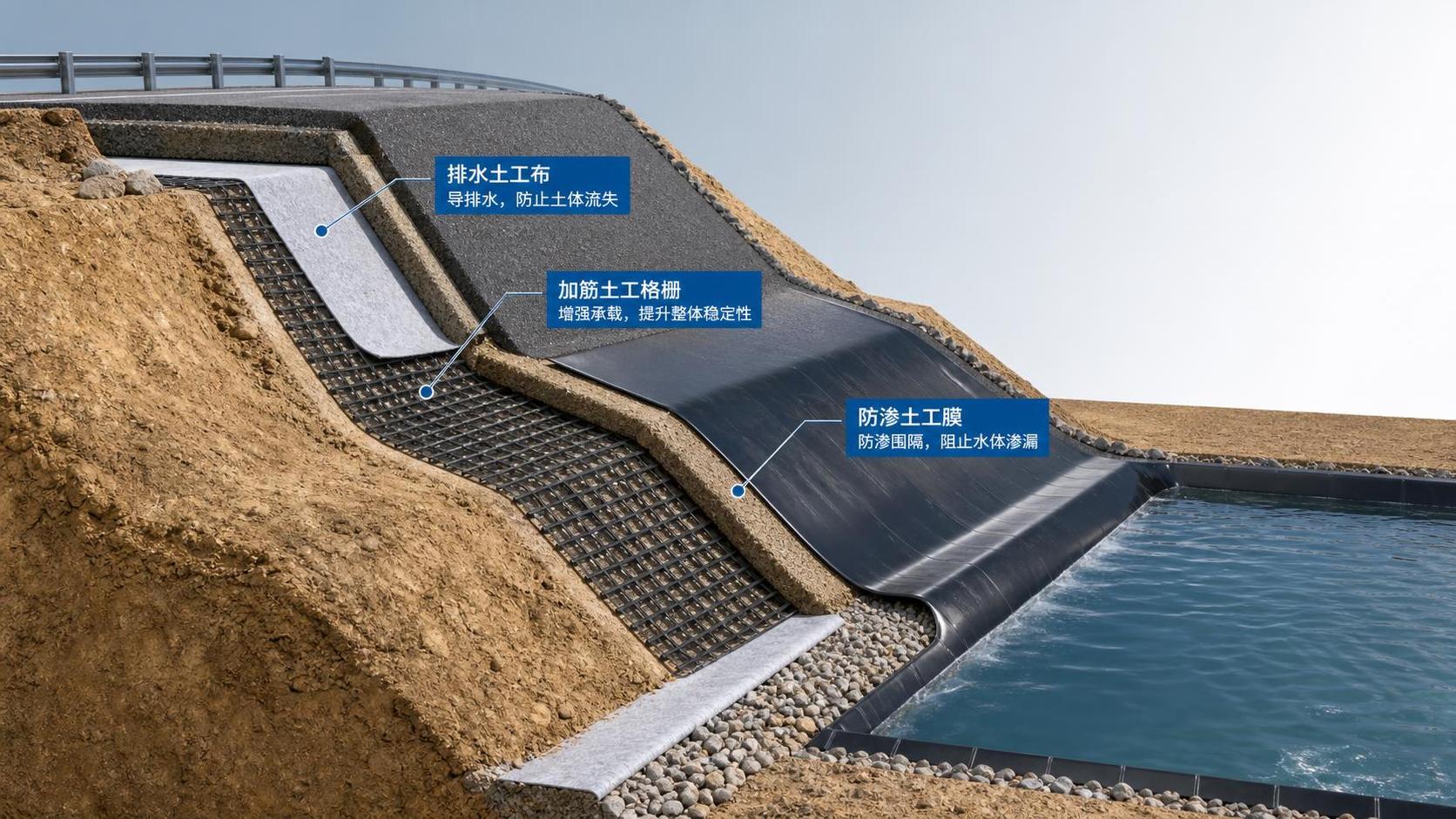 Comment les géosynthétiques améliorent le drainage, le renforcement et le confinement dans les projets