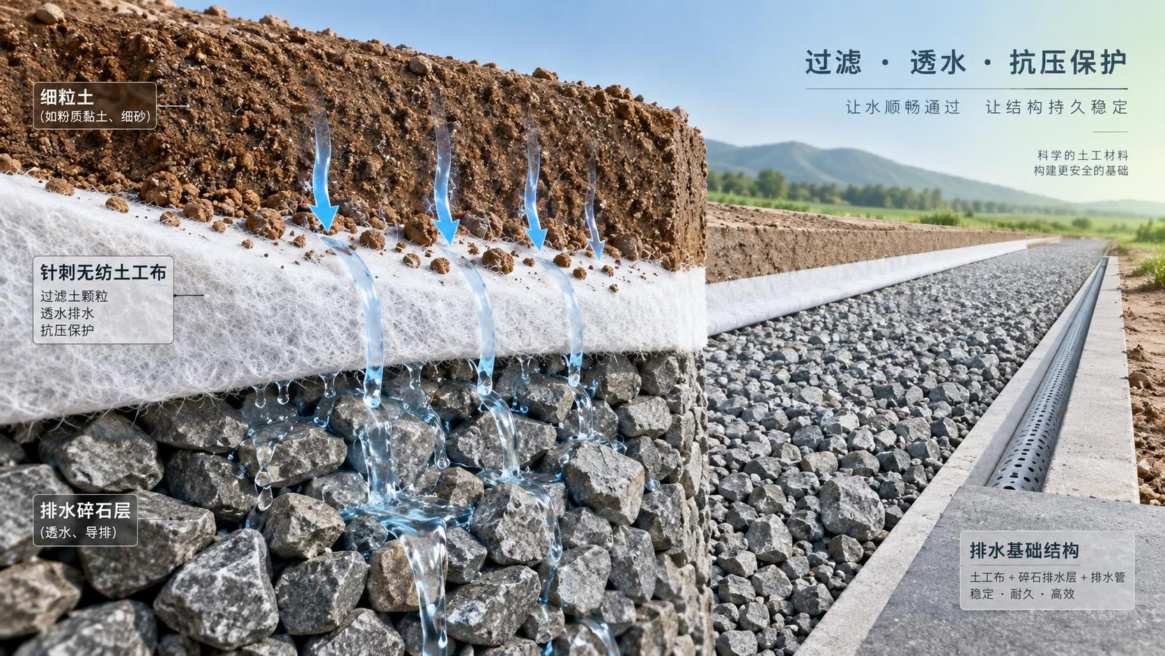 Comment le poids du géotextile affecte les performances de filtration