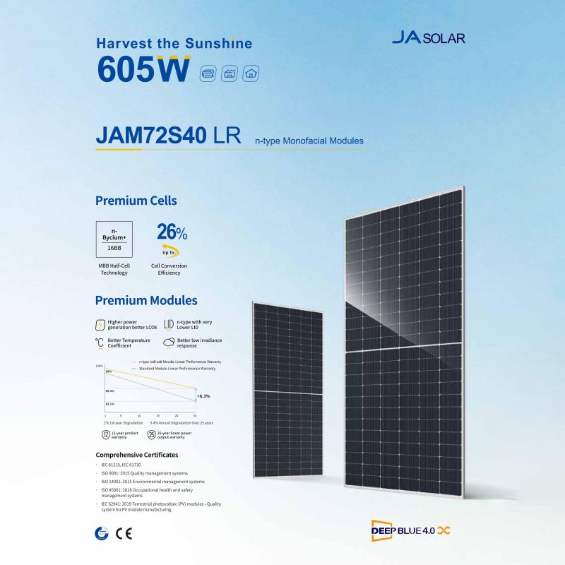580-605W JAM72S40 LR n-type Monofacial Modules 580-605W JAM72S40 LR n-type Monofacial Modules