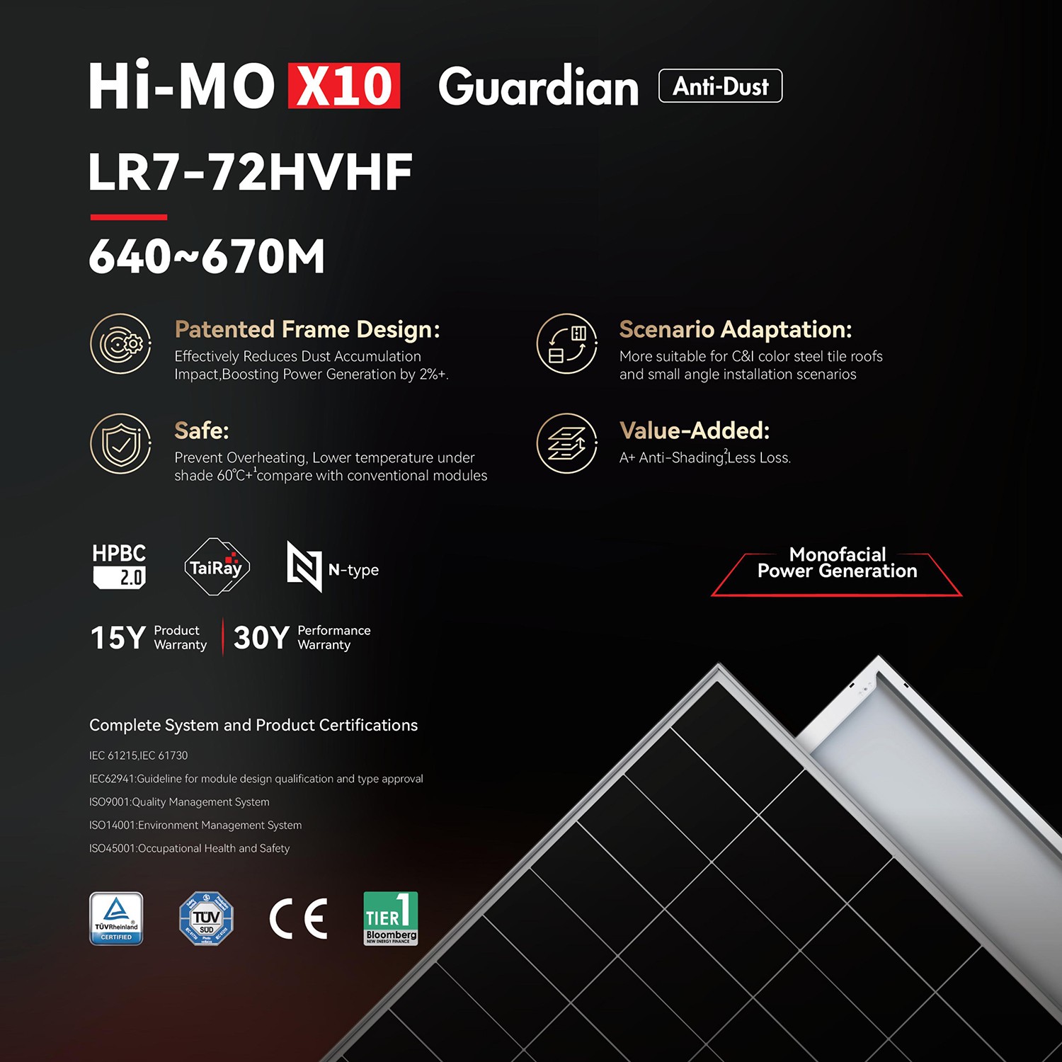 Hi-MO X10 Guardian LR7-72HVHF 640~670M Hi-MO X10 Guardian LR7-72HVHF 640~670M