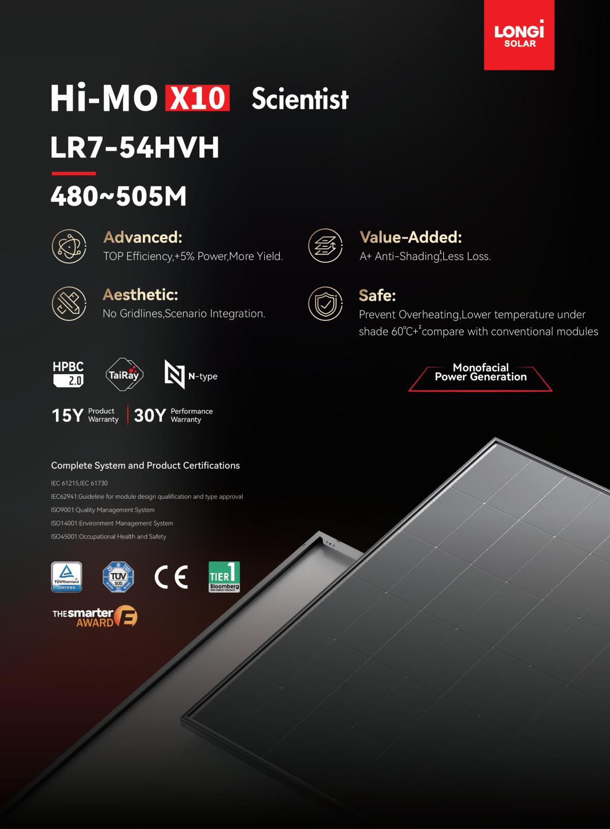 Hi-MO X10 Scientist LR7-54HVH 480~505M