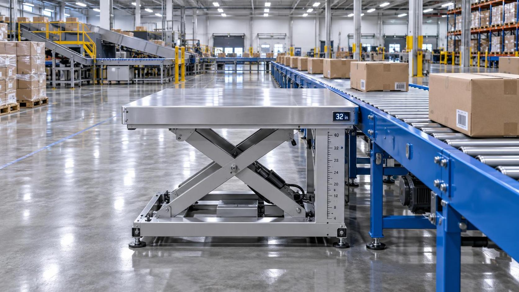 What ergonomic lift table height ensures safe packing station operation per OSHA lifting guidelines?