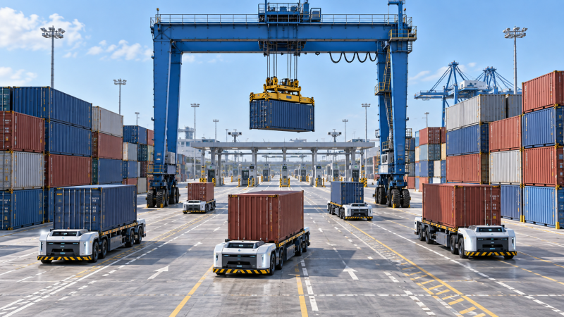 Which port terminal logistics equipment supports faster yard turnaround?