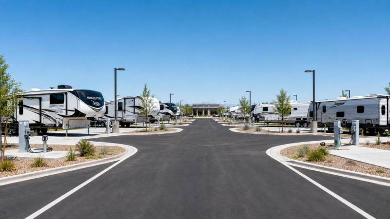 How to Plan Commercial RV Parking Infrastructure for Power, Water, Sewer, and Traffic Flow