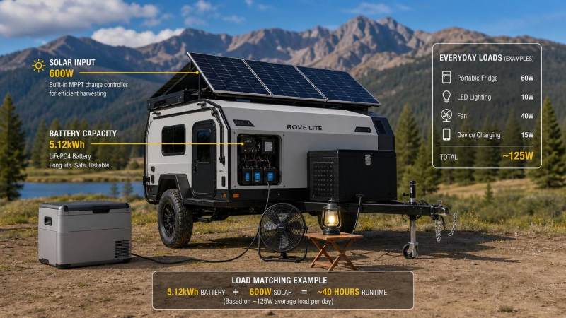 Towable Camper Trailers With Solar: What Battery Size, Panel Wattage, and Loads Matter Most?