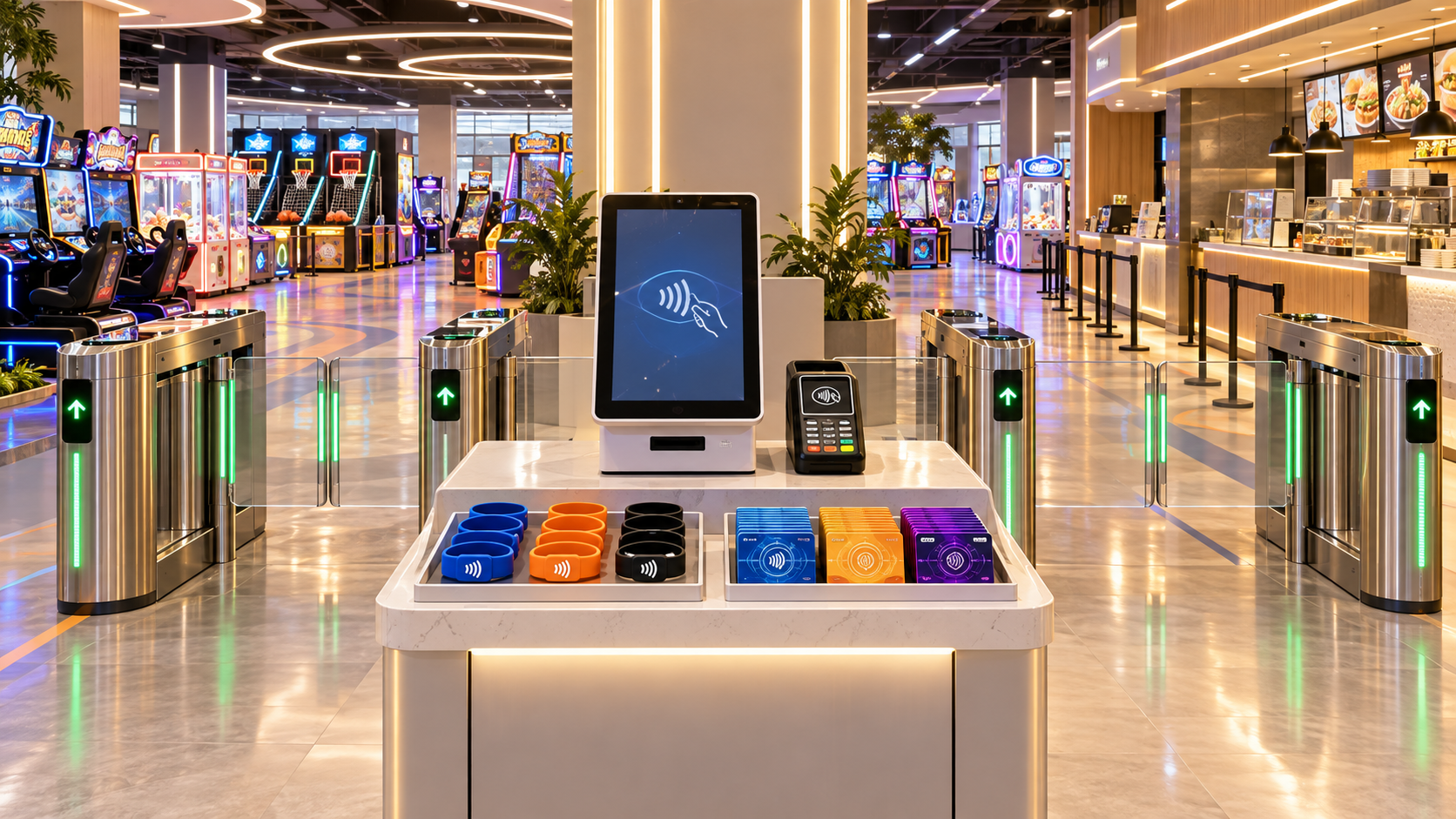 Can a fun center POS reduce queues during peak operating hours?