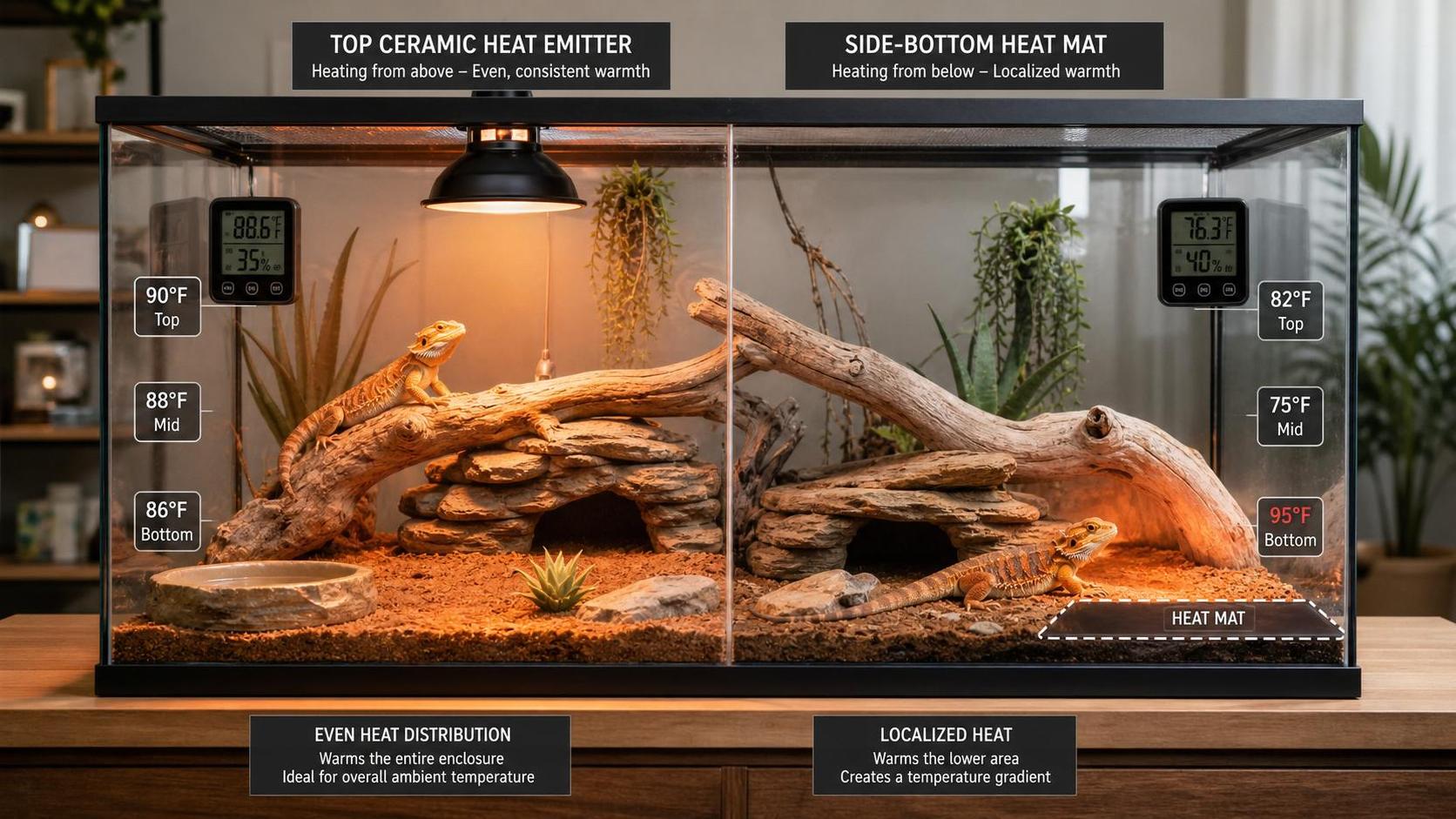 Ceramic Heating Systems vs Heat Mats: Which Setup Suits Glass Enclosures Better? Ceramic Heating Systems vs Heat Mats: Which Setup Suits Glass Enclosures Better?