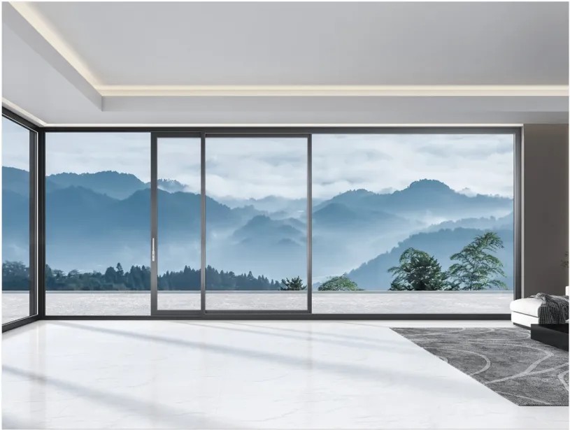 باب منزلق من الزجاج والألومنيوم مخصص للاستخدام الداخلي والخارجي بطراز حديث Custom Aluminum Glass Sliding Door – Indoor & Outdoor Use Modern Style