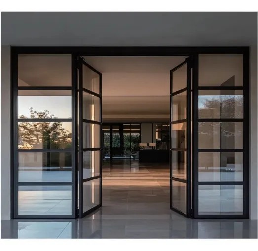 M4-باب مفصلي من الألومنيوم بفاصل حراري على الطراز الفرنسي-قابل للتخصيص M4-French-Style-Thermal-Break-Aluminum-Casement-Door-Customizable