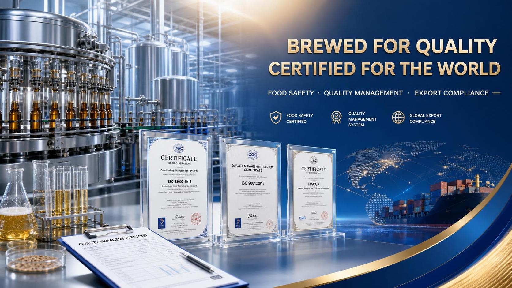 ¿Qué certificaciones debe tener una fábrica de cerveza china?