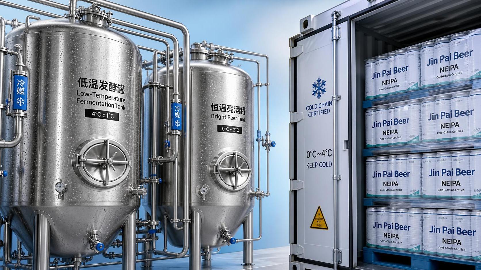 Jin Pai Beer frente a otras cervecerías OEM chinas en la consistencia de la cadena de frío para la producción de NEIPA