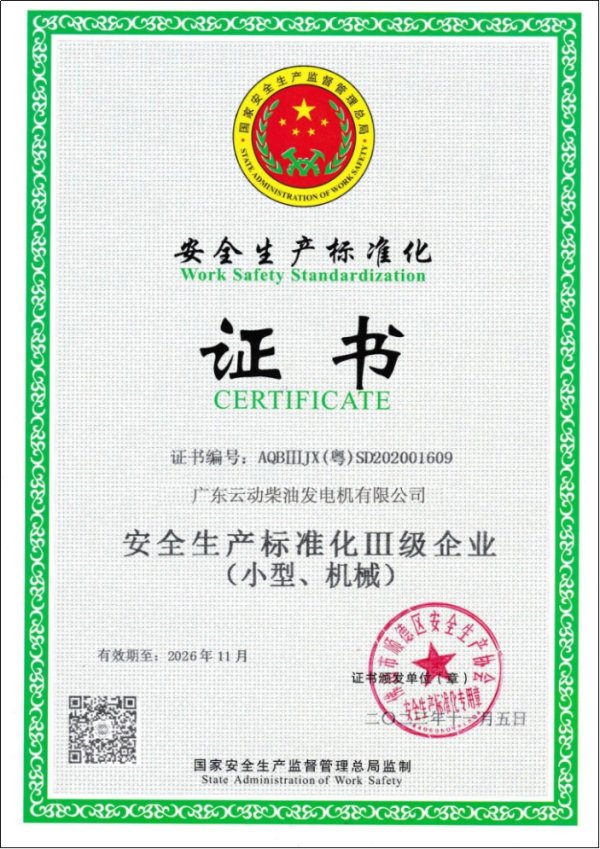 Safety Production Standardization Certificate