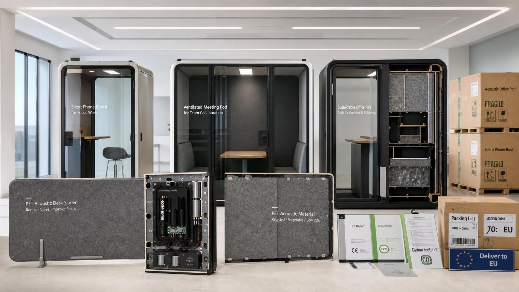 EU Battery Rules Now Require Carbon Footprint Declarations for Exported Office Booths