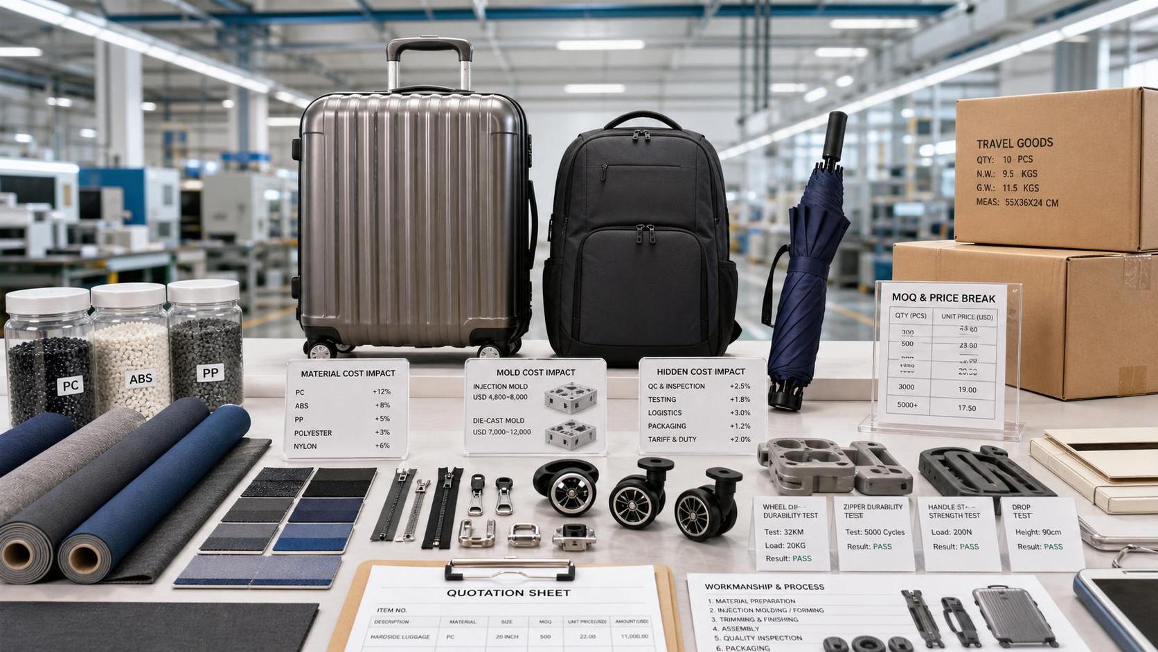 Travel Goods Manufacturing Pricing Explained: MOQ, Materials, Tooling, and Hidden Cost Drivers