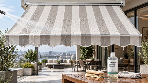 How Should Awning Fabric Be Cleaned Without Damaging Its Coating?