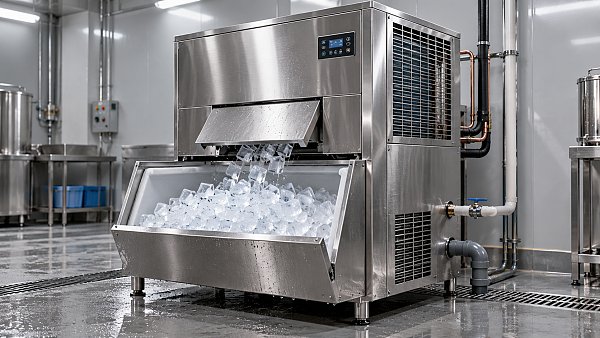 What does an industrial cube ice machine cost to run per ton of ice?