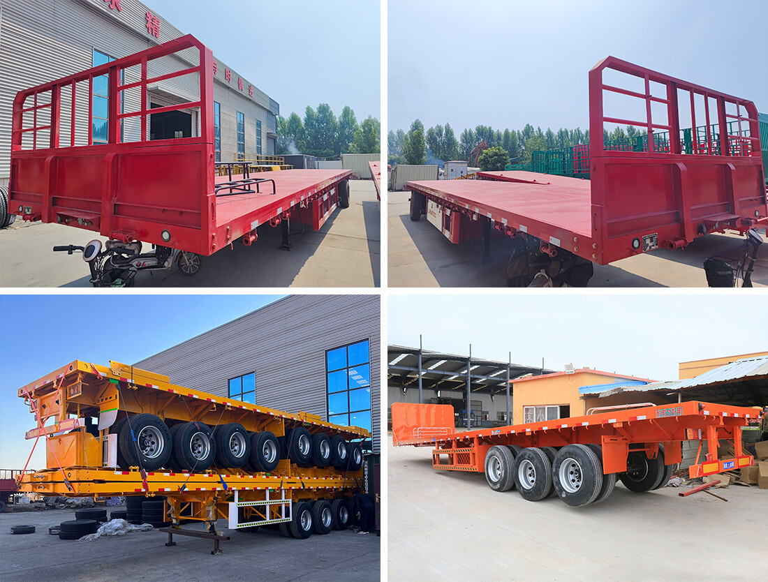 3 Axles 40FT Flatbed Container Truck Semi Trailer